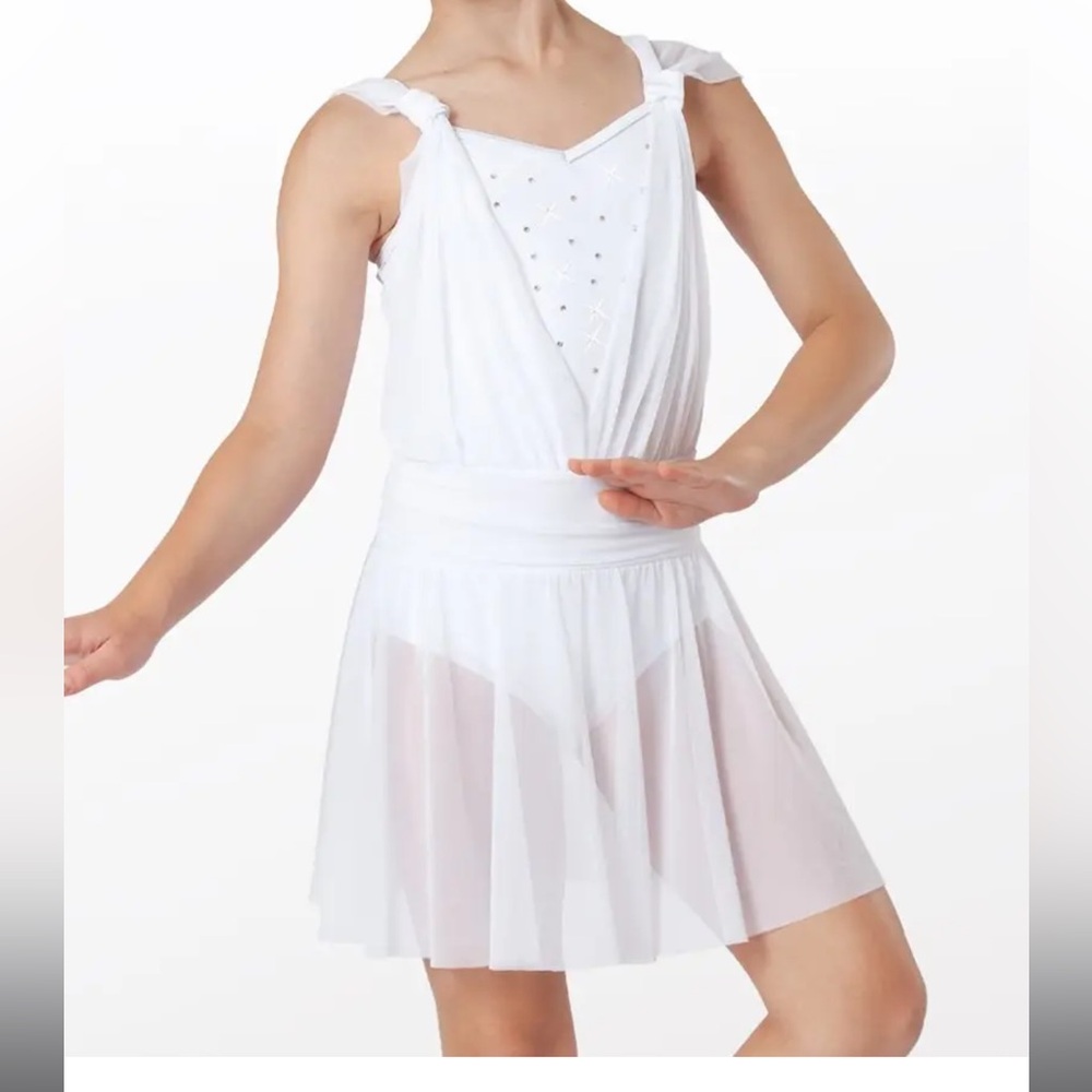 Weissman Draped Crystal Dance Dress Ballet White NEW Size XL/XXL
